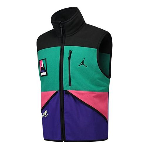 Air Jordan Winter Utility Color Velvet Warm Leisure Waistcoat Men Black And Green Purple CW5985-010