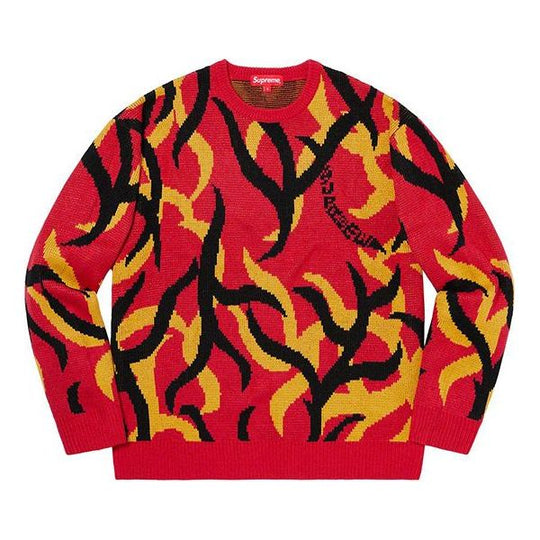 Supreme FW19 Week 2 Tribal Camo Sweater Unisex Red SUP-FW19-275