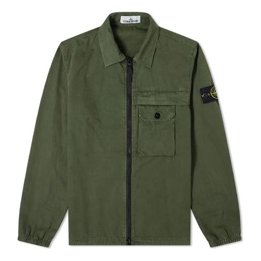 STONE ISLAND Zip Pocket Garment Dyed Overshirt Men Green 7315107WN-V0159