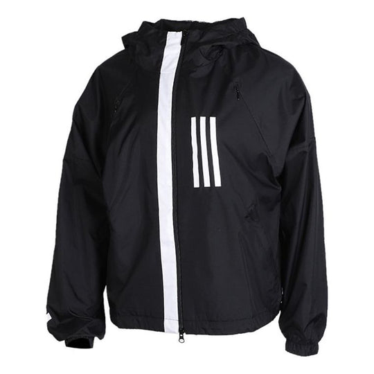 (WMNS) adidas Hooded Running Sports Jacket Black FH6664