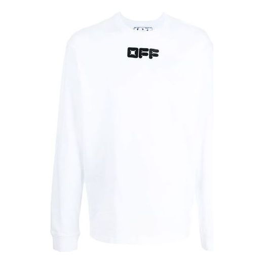 Men's Off-White FW21 Logo Printing Long Sleeves Loose Fit White OMAB064F21JER0050110