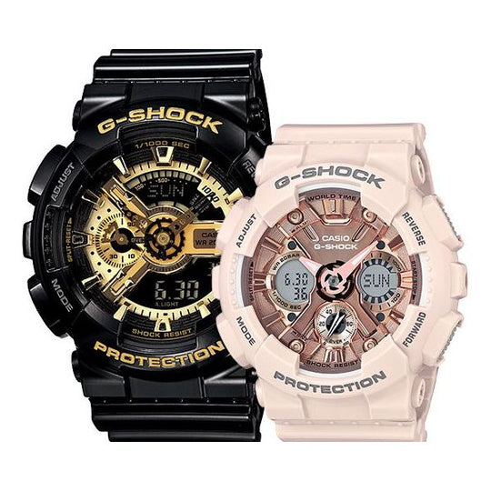 CASIO G-Shock Analog-Digital 'Black Gold Pink' GMA-S120MF-4APR+GA-110GB-1APR