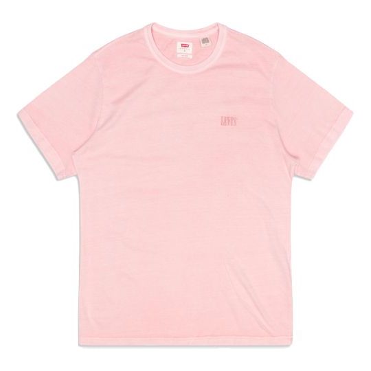 Men's Levis Round Neck Alphabet Logo Short Sleeve Pink T-Shirt 86592-0001