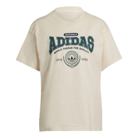 adidas originals Alphabet Logo Printing Round Neck Pullover Short Sleeve Creamy White T-Shirt IA8327