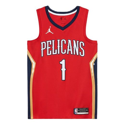 Air Jordan NBA New Orleans Pelicans limited Basketball Jersey SW Fan Edition Zion Red CV9486-660