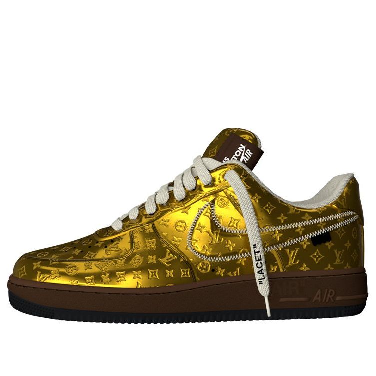 Louis Vuitton Nike Air Force 1 Nike Metallic Gold 100% Authentic