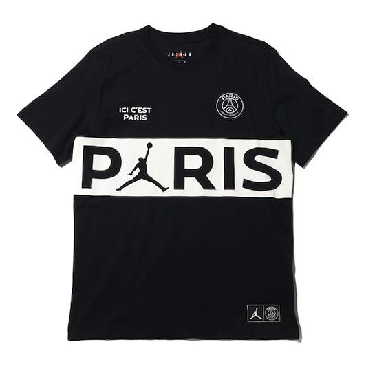 Air Jordan x PSG Crossover Paris Saint-Germain Short Sleeve 'Black White' BQ8390-010