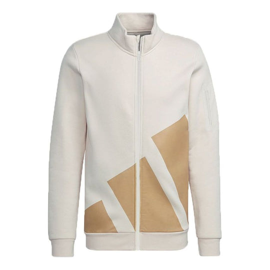 adidas Fleece Jacket M Contrasting Colors Large Logo Sports Creamy White HI1188