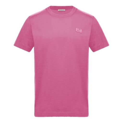 Men's Moncler Solid Color Short Sleeve Round Neck Pink Red 0918C733008390Y551