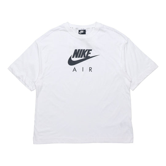 (WMNS) Nike Air Alphabet Logo Printing Sports Round Neck Pullover Short Sleeve White T-Shirt CJ3106-100