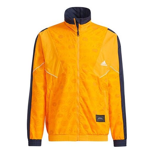 adidas Pattern Printing Sports Jacket Orange HE9889