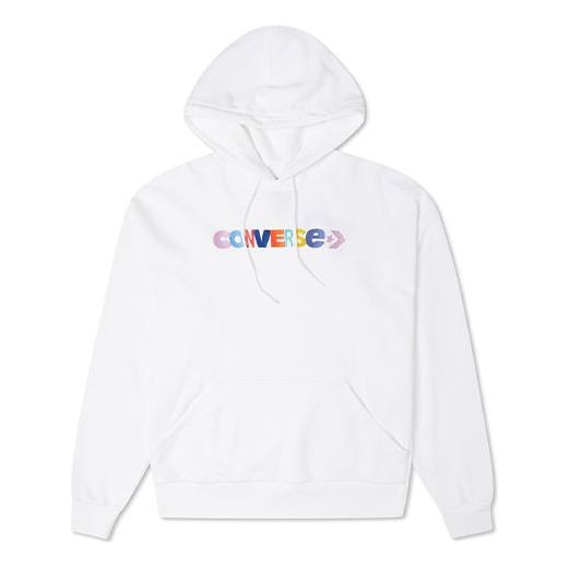 (WMNS) Converse Contrasting Colors Alphabet Embroidered Knit Hoodie White 10023947-A02