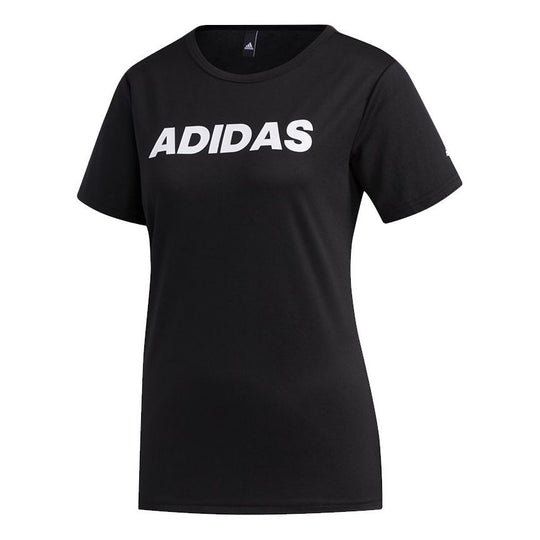 (WMNS) adidas Mh Cap Lin T Contrasting Colors Alphabet Printing Sports Short Sleeve Black FM5312