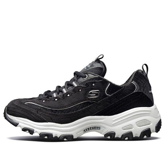 (WMNS) Skechers D'Lites Velvet Low-Top Daddy Shoes Black/White 11917-BKW