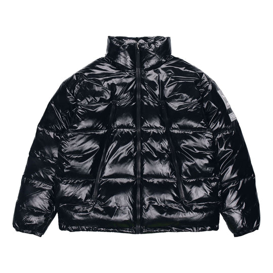 Men's adidas originals Solid Color Zipper Long Sleeves Stand Collar Black Down Jacket H66013