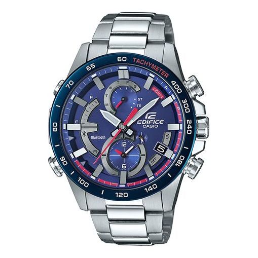 CASIO EDIFICE Solar Powered Stainless Steel Strap Blue Dial Mens Blue Analog EQB-900TR-2A