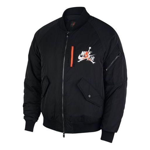 Men's Jordan J Wings MA-1 Logo Printing Padded Clothes Black Jacket AV2598-010 Jacket - KICKSCREW