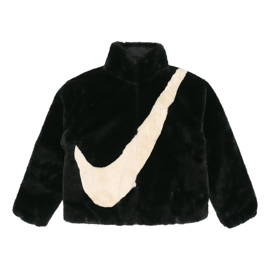 (WMNS) Nike Sportswear Swoosh Large Logo Stay Warm Lamb's Wool Stand Collar Jacket Autumn Asia Edition Black CU6559-010