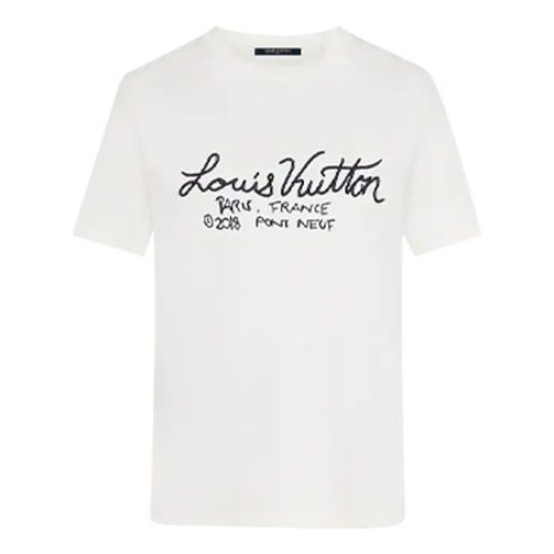 LOUIS VUITTON LV Logo embroidery T-shirt S Black Authentic Men New from  Japan