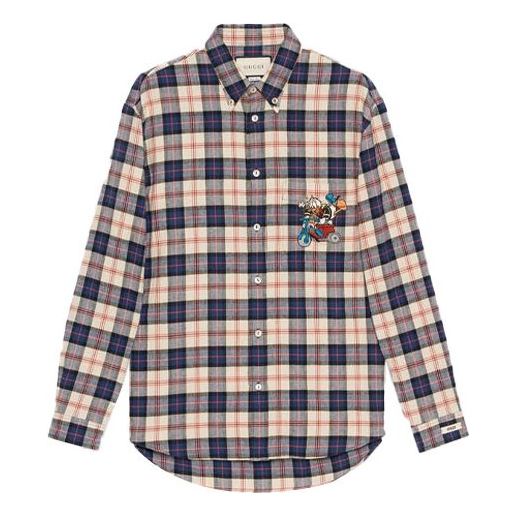 GUCCI x Disney Crossover SS21 Donald Duck Plaid Long Sleeves Shirt Colorblock 649066-ZAGG4-9038 Shirt - KICKSCREW