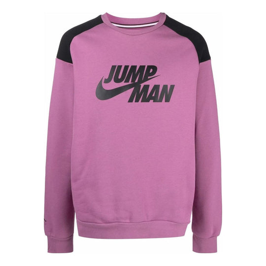 Men's Air Jordan Brand Logo Printing Splicing Design Round Neck Sports Long Sleeves Purple DJ0240-507