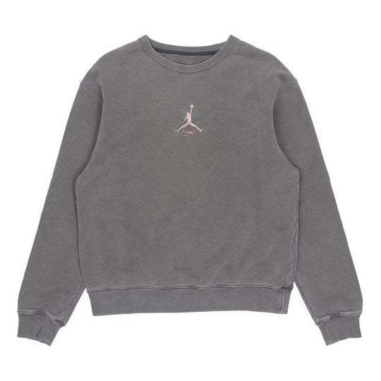 Men's Air Jordan As J Flt Hrtg Flc Crew Embroidered Logo Sports Knit Pullover Round Neck Autumn Dark Grey DO2308-010