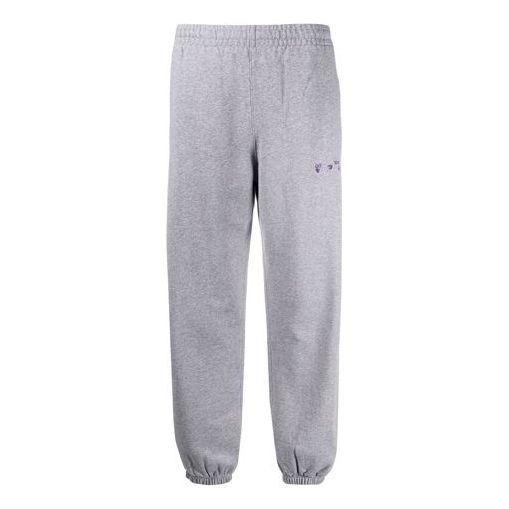 Women's OFF-WHITE Embroidered Gray Sports Pants/Trousers/Joggers OWCH006E20FLE0010535 Sweat Pants - KICKSCREW