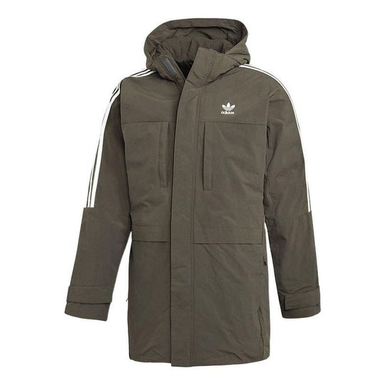 adidas Duck Down Full Zip Hooded Grey Parka Jacket DH5027