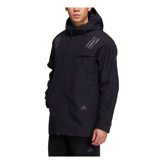 Adidas Solid Color Zipper Hooded Jacket 'Black' H39311 - KICKS CREW