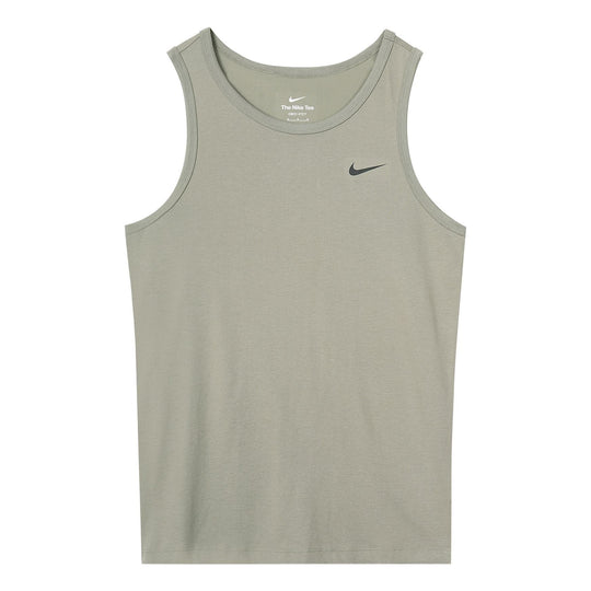 Men's Nike As Nk Df Tank Dfc Solid Solid Color Quick Dry Breathable Running Basketball Training Light Army Green Vest AR6070-320