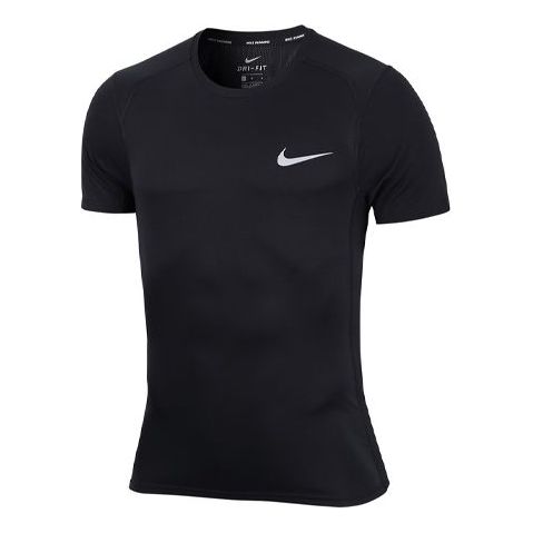 Nike Miler Running Tops Quick Dry Short Sleeve Black AT3952-010 - KICKS ...