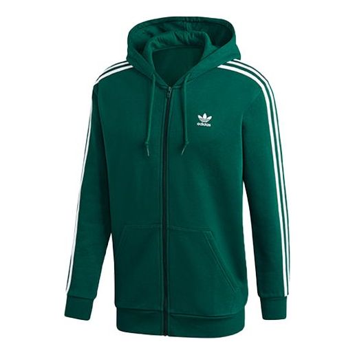 adidas originals Cardigan Fleece Lined hooded Casual Sports Jacket Green GD9946