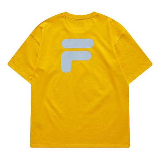 FILA FUSION Logo Printing Solid Color Loose Sports Short Sleeve Unisex Yellow T11U126110A-YE