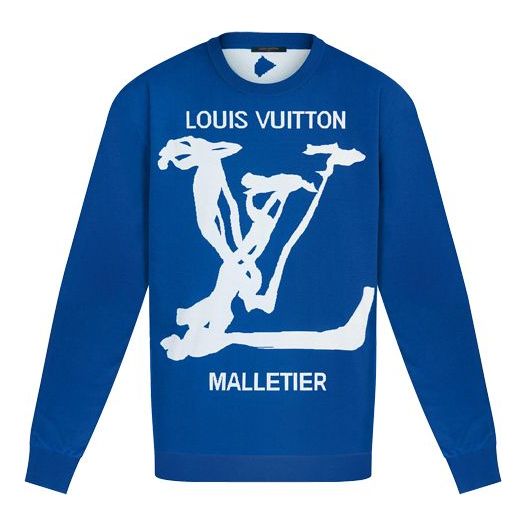 LOUIS VUITTON LV Graffiti Inlaid Sweater For Men Navy 1A7QU9