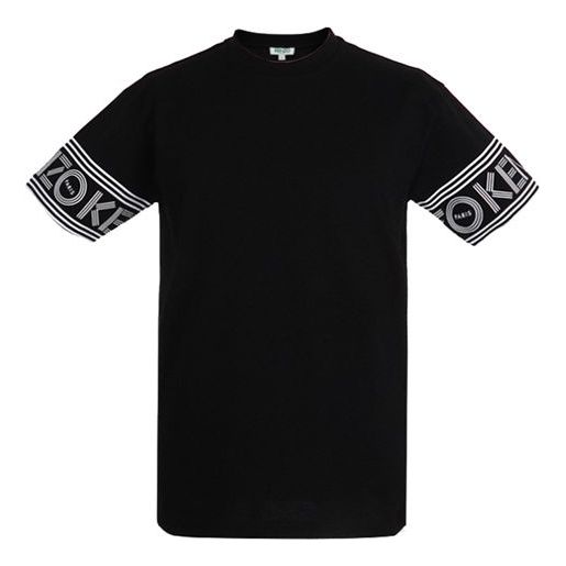 Men's KENZO Cuff Alphabet Logo Printing Round Neck Short Sleeve Black T-Shirt F00-5TS043-4BD-99 T-shirts  -  KICKSCREW