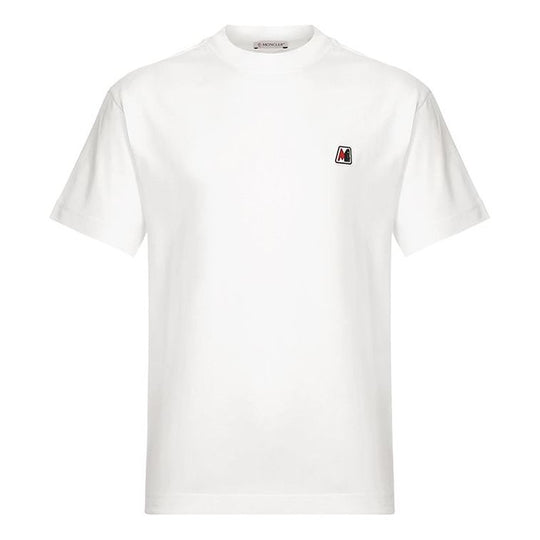 Moncler Small Logo Cotton Crewneck Short Sleeve T-Shirt For Men White F20918C782008390T-034 T-shirts  -  KICKSCREW