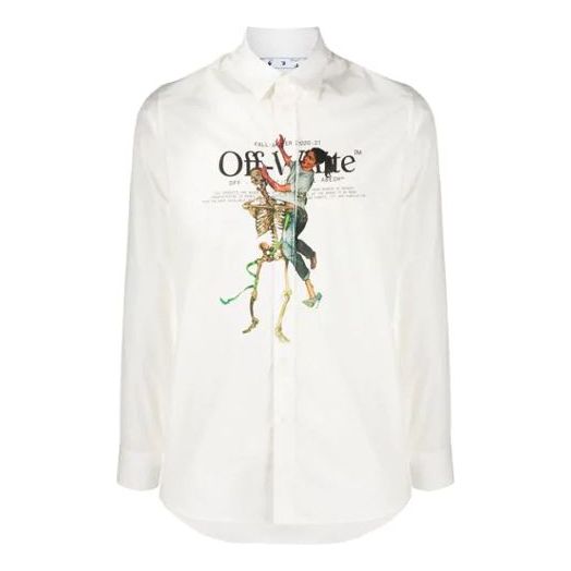 OFF-WHITE Pascal Skeleton Print Shirt 'White' OMGA138F20FAB0020140 Shirt - KICKSCREW