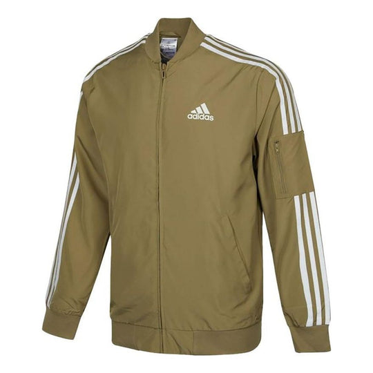 Men's adidas Side Classic Logo Printing Stand Collar Jacket Military Green H31120