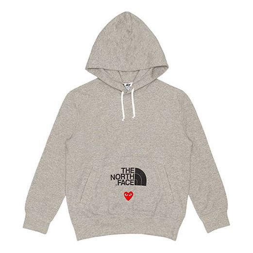 Men's CDG Play x The North Face Crossover play together Series Logo hooded  Drawstring Gray AE-T204-051-1
