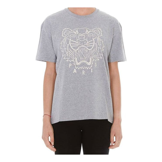 KENZO Tiger Head Embroidered Short Sleeve Pearl Gray F96-2TS952-4Y5-94