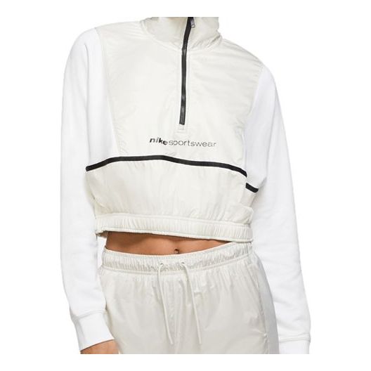 (WMNS) Nike Sportswear Zipper Cardigan Tops Short 'White' CU6383-100