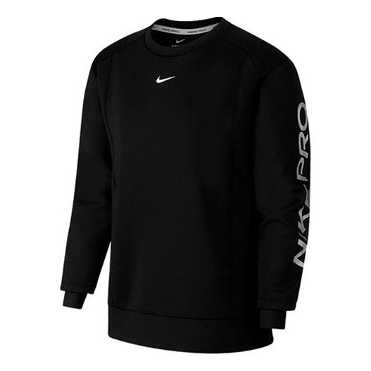 (WMNS) Nike Pro Sports Running Printing Round Neck Pullover Black Hoodie BV4055-010