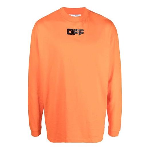 Men's OFF-WHITE Logo Printing Long Sleeves Loose Fit Orange T-Shirt OMAB032F21JER0022010 T-shirts - KICKSCREW