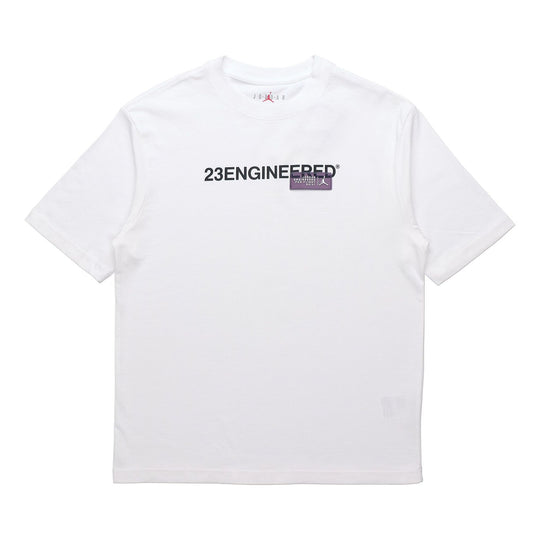 Men's Air Jordan 23 Engineered Alphabet Printing Sports Training Short Sleeve White T-Shirt CZ5182-100