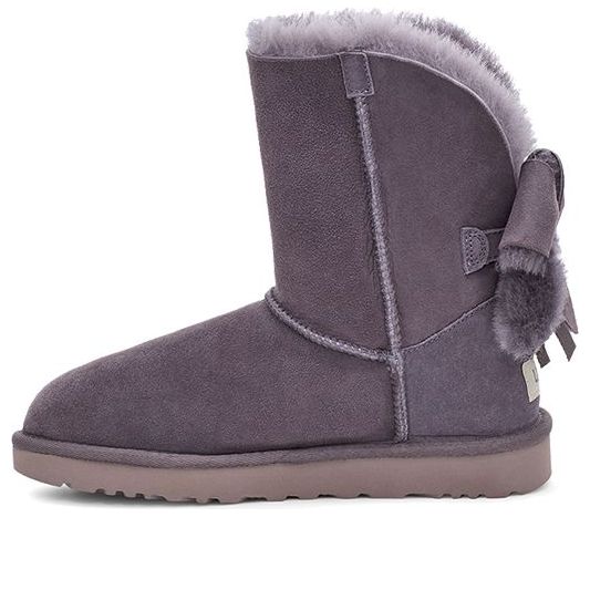 (WMNS) UGG Classic Short Cuffed Bow Fleece Lined Purple Gray 1112501-NHT
