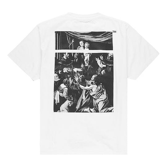 OFF-WHITE SS20 Caravaggio Square Back Logo Print Short Sleeve White Tee OMAA038S201850050188