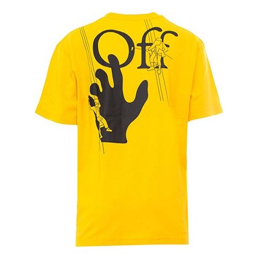 Men's OFF-WHITE Pattern Printing logo Yellow T-Shirt OMAA038E20JER0011810 T-shirts - KICKSCREW
