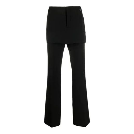 OFF-WHITE SS21 Mini Eve Solid Color Casual Pants Loose Fit Black OMCA183S21FAB0011000 Casual Pants - KICKSCREW