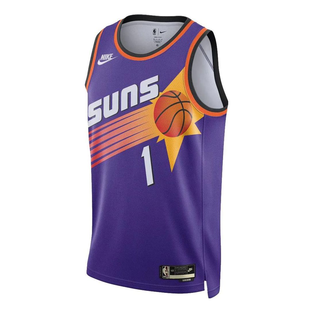 Nike Men's Phoenix Suns Devin Booker #1 Purple Hardwood Classic Dri-Fit Swingman Jersey, Small