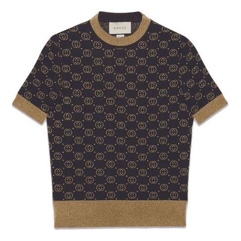 (WMNS) Gucci Gg Jacquard Crewneck Wool Knitted Top For Black 554995-XKAHT-1815